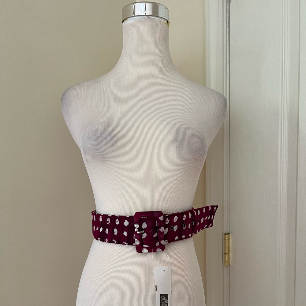 SAMANTHA SUNG Polka Dot Burgundy Belt